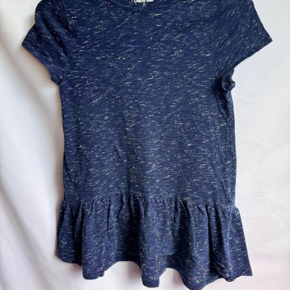 Lands End Girls Blue w/Rainbow Sprinkles Stretch Drop Tail Size 10-12 Med.